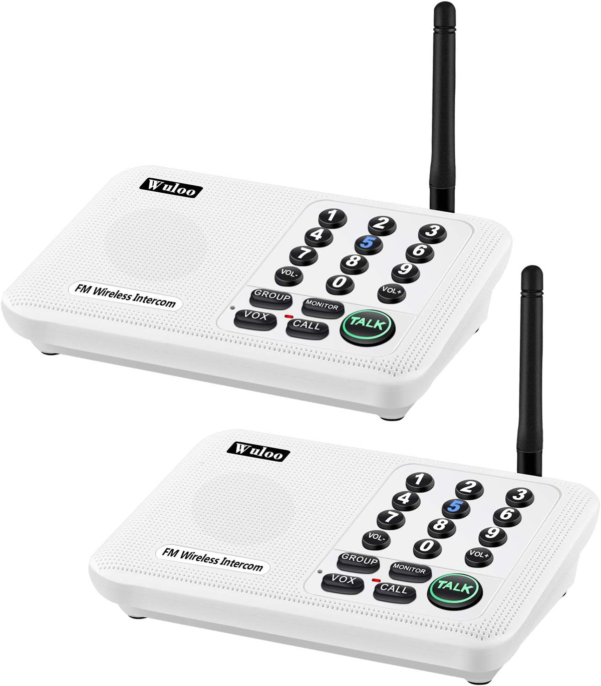 Wireless Intercom System, 2 Packs, White, 5280 Feet Range F801376