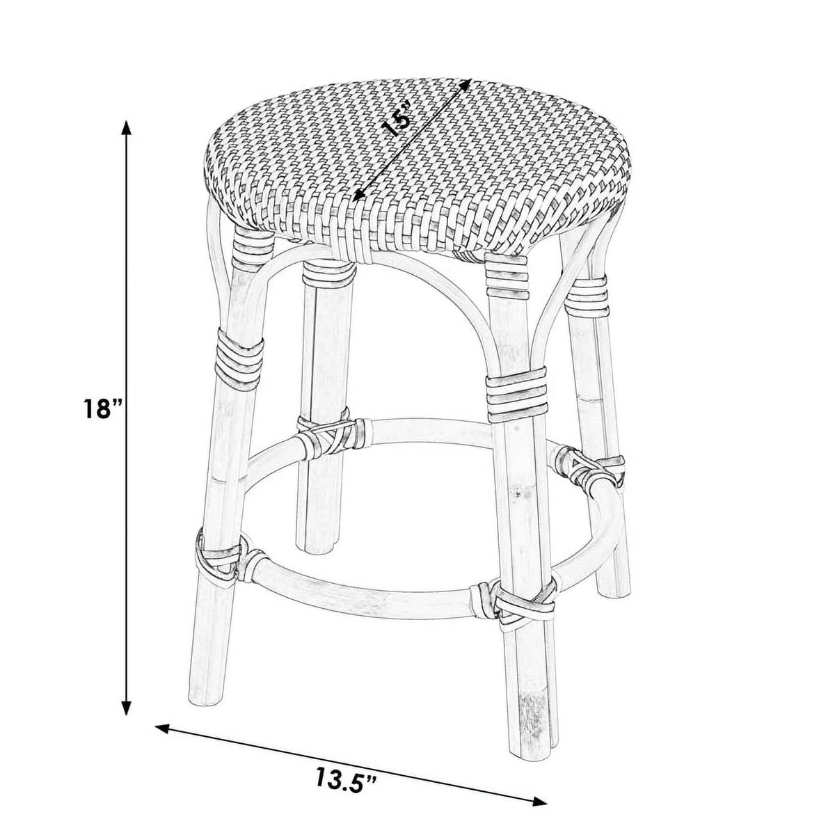 18" Rattan Round Bar Stool Set of 3 M781506