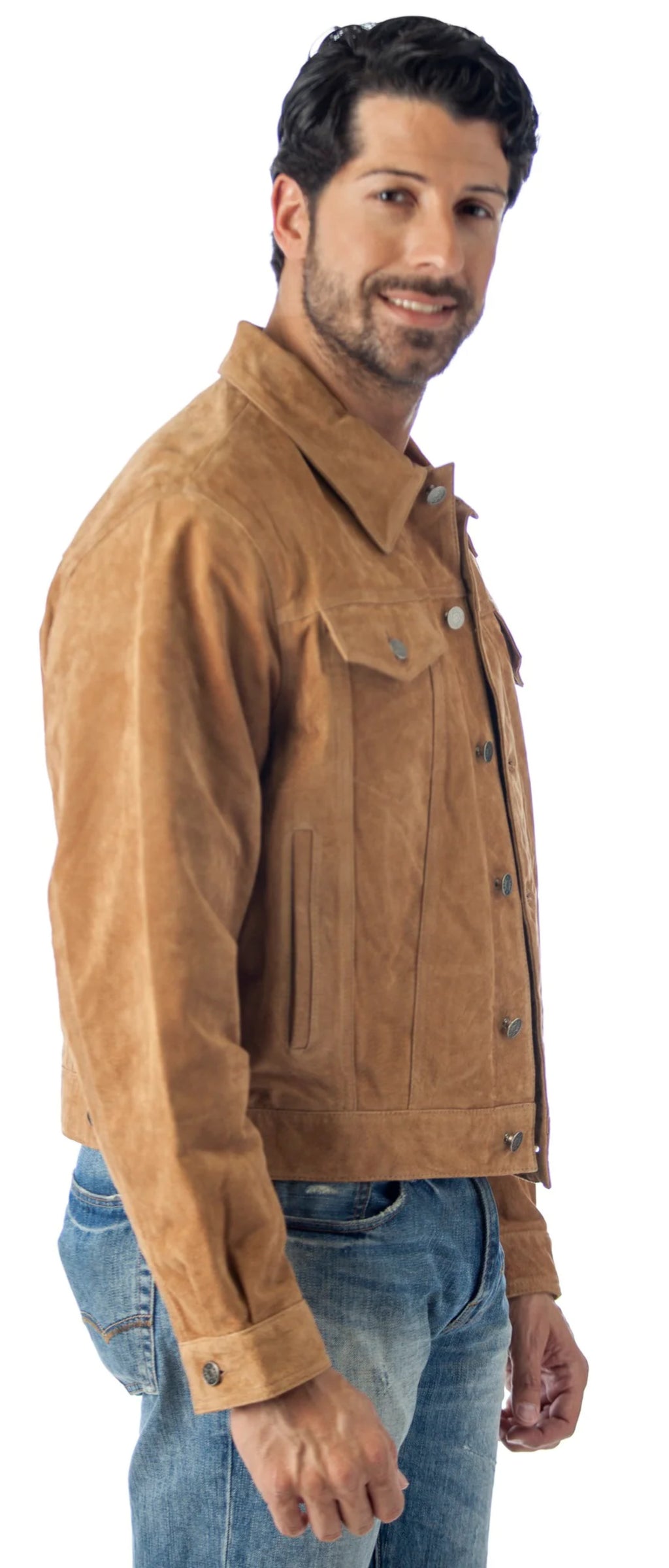 Suede Leather Shirt Jacket (2XL, CAMEL) N98606