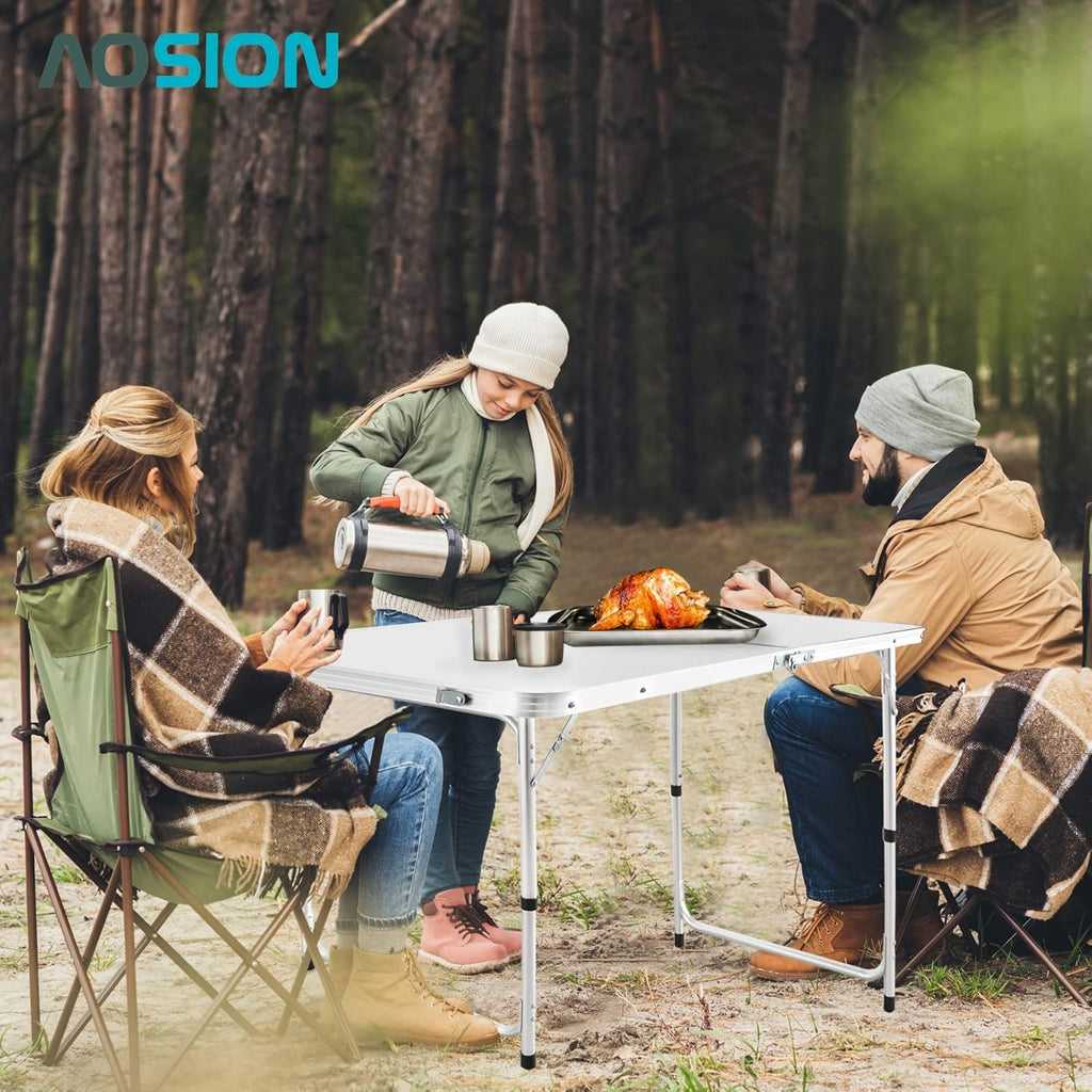 Folding Picnic Table, 4FT Aluminum Portable Table with Handle A9516