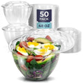 50 Pack 48 oz Clear Plastic Salad Bowls with Airtight Lids D359728
