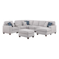 Light Gray Linen Fabric Upholstered Sectional P8068