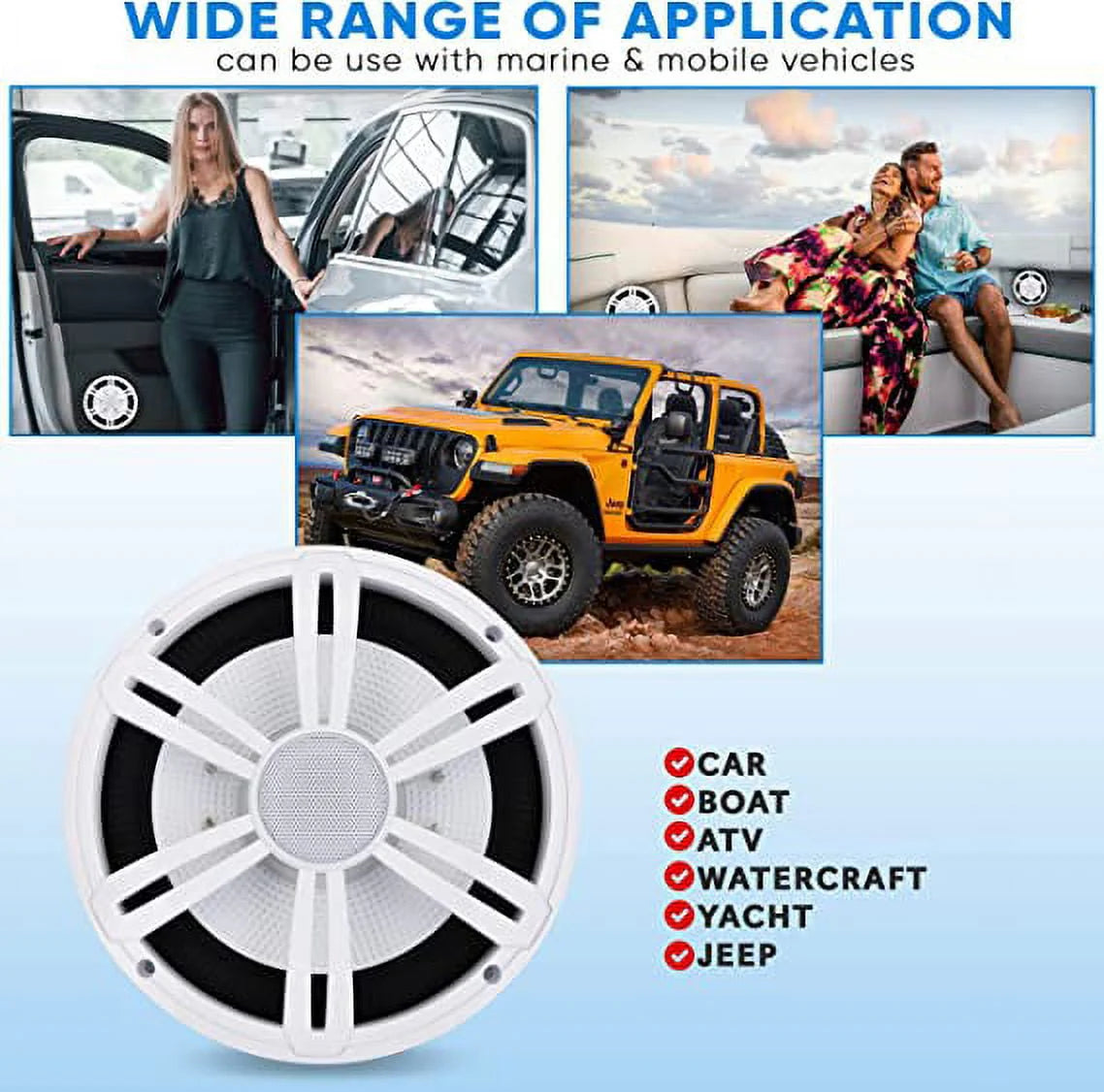 6.5” Slim Marine Subwoofer - 150W 4 Ohm Waterproof Component Speaker System (White) B246608