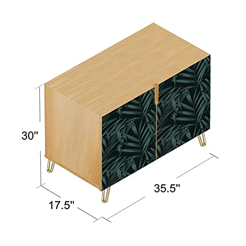 Wooden Door Accent Cabinet with Palm Leaves Pattern M527435
