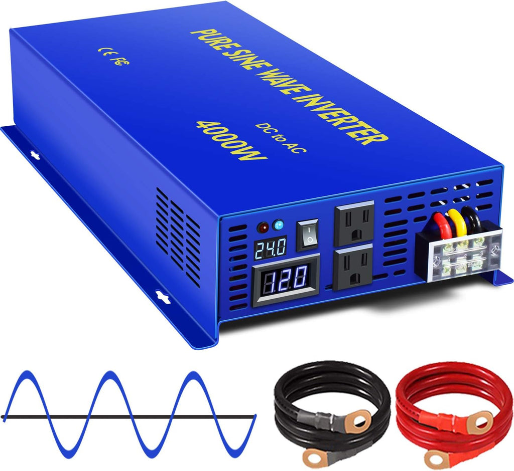 Pure Sine Wave Power Inverter 3500W 24V DC to AC 110V 120V with LCD Display P305