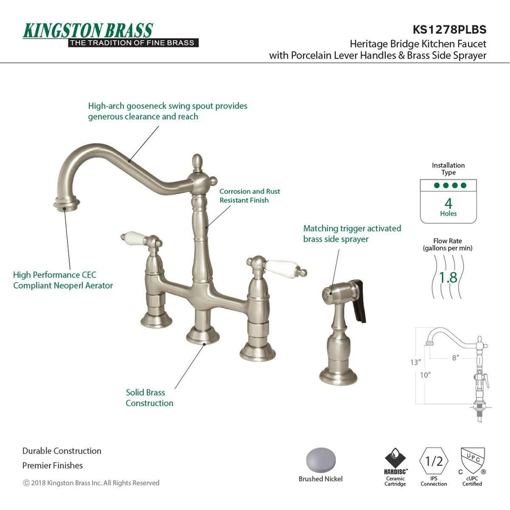 Polished Nickel Kitchen Faucet with Brass Sprayer O949957