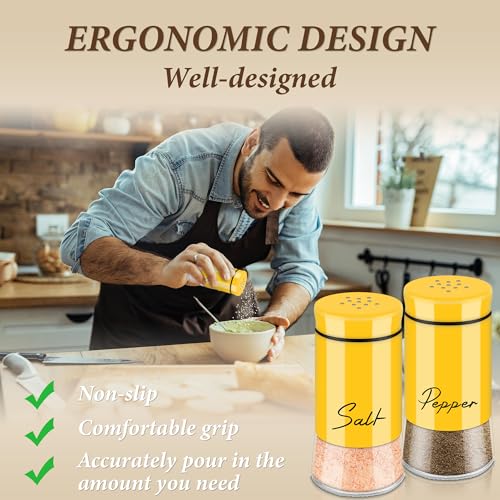 Gold Salt and Pepper Shakers Set, 5 oz Refillable T228