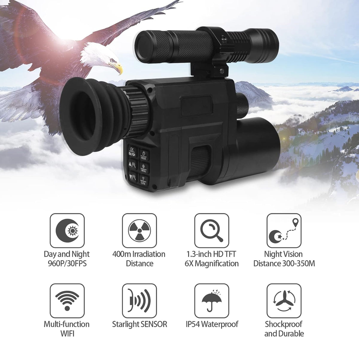 WiFi Digital Night Vision Scope Video Camera 960P 1.3 inch HD Display L94331