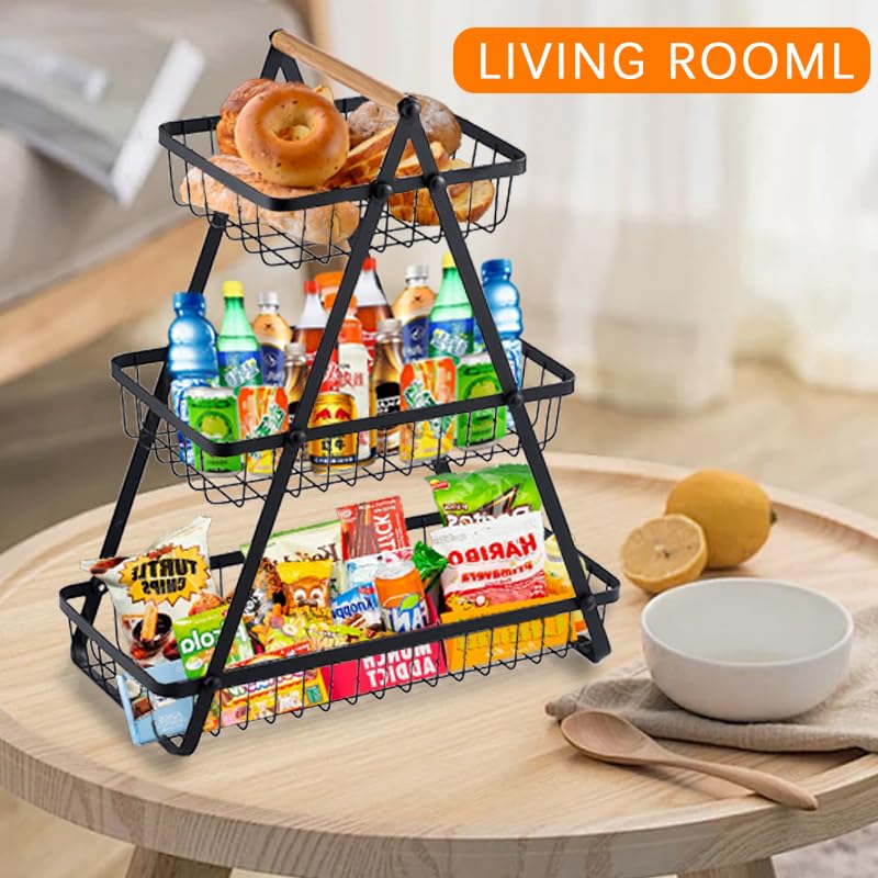 3 Tier Detachable Metal Rectangle Fruit Basket G283