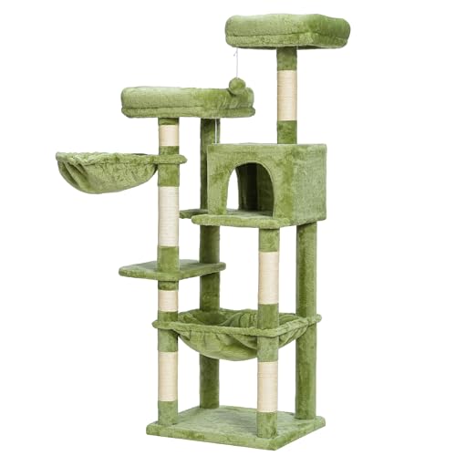 56 inches Smoky Gray Cat Tree with Scratching Posts E193144