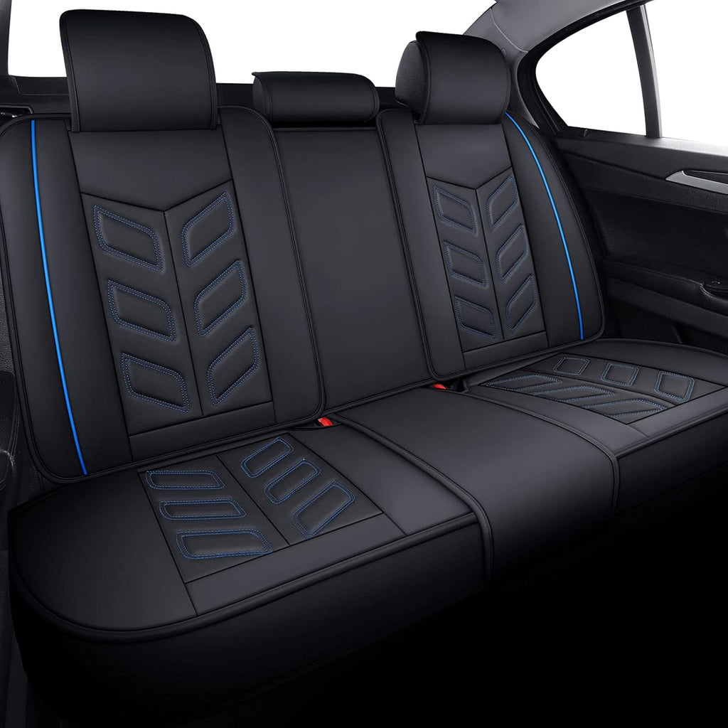 Waterproof Faux Leather Car Seat Covers Full Set Black Red Q59430