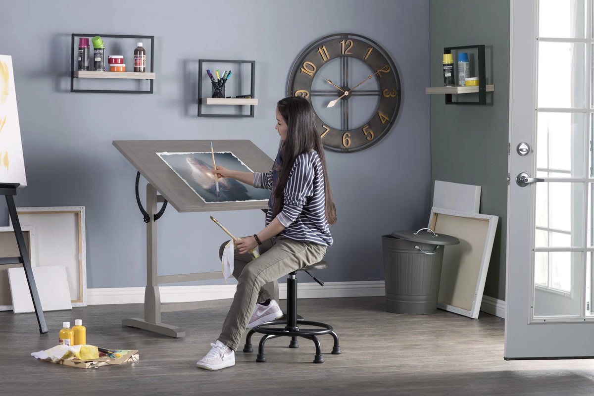 Solid Wood Drawing Drafting Table with 36" x 24" Angle Adjustable Top Q2316