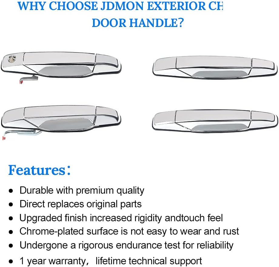 Exterior Chrome Door Handle 4Pcs Front & Rear Driver & Passenger Side J58839