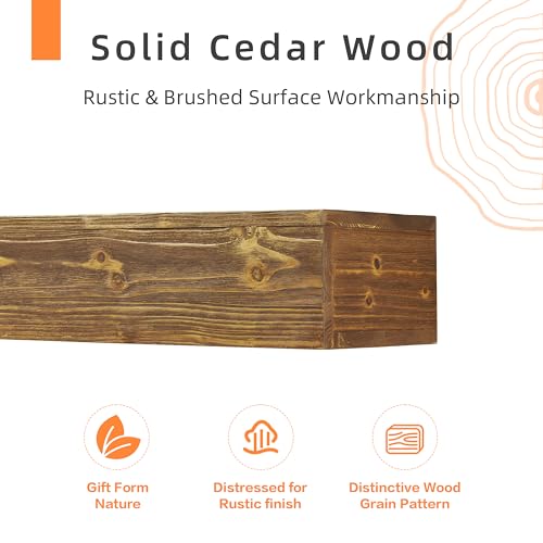 60" Rustic Wood Fireplace Mantel Floating Shelf Y870011