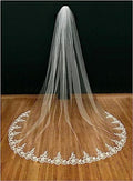 White Ivory Wedding Veil 3m with Comb Lace Cathedral Veil Ribbon J195392