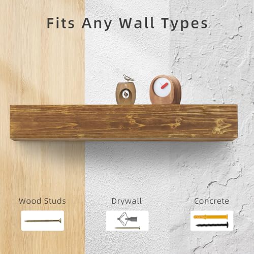 60" Rustic Wood Fireplace Mantel Floating Shelf Y870011