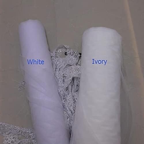 White Ivory Wedding Veil 3m with Comb Lace Cathedral Veil Ribbon J195392