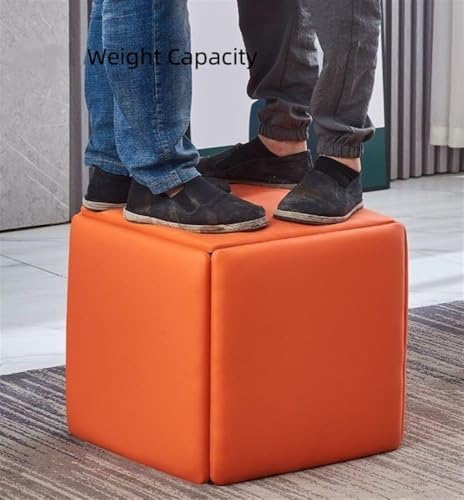 Brown Leather Rolling Cube Ottoman L726