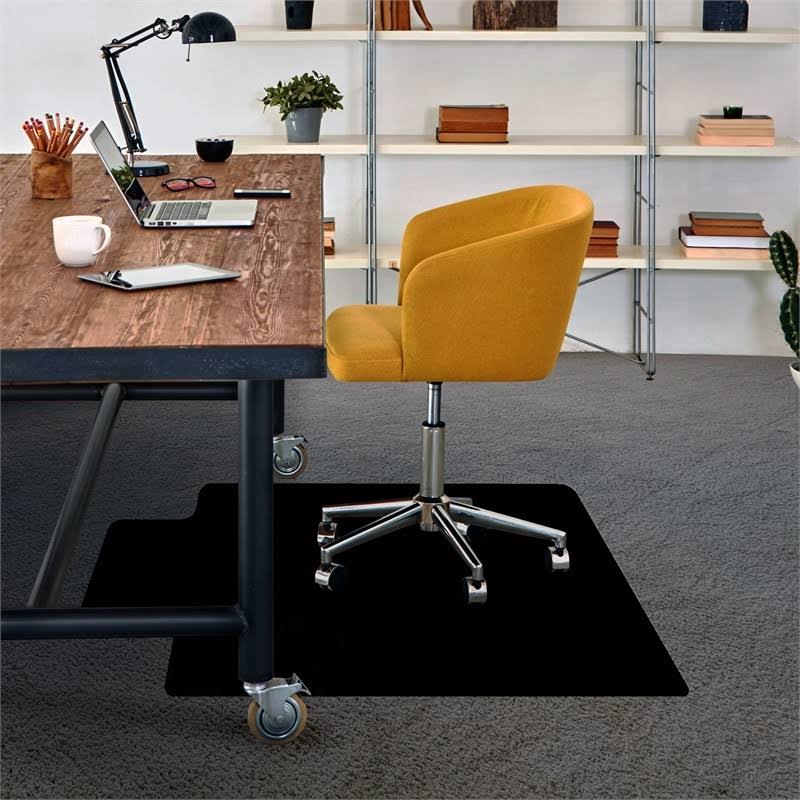 Black Chair Mat with Lip for Low Pile Carpets R26292