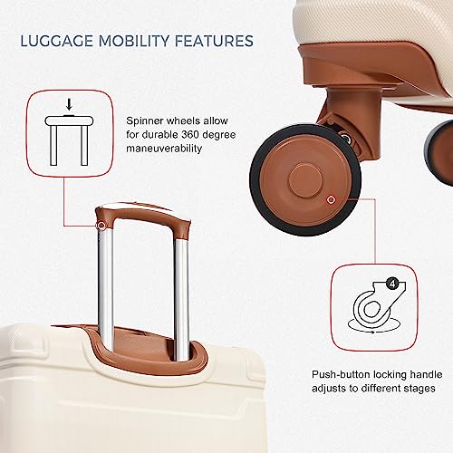 Brown and Ivory 4-Piece Expandable Hardside Suitcase Set B14977