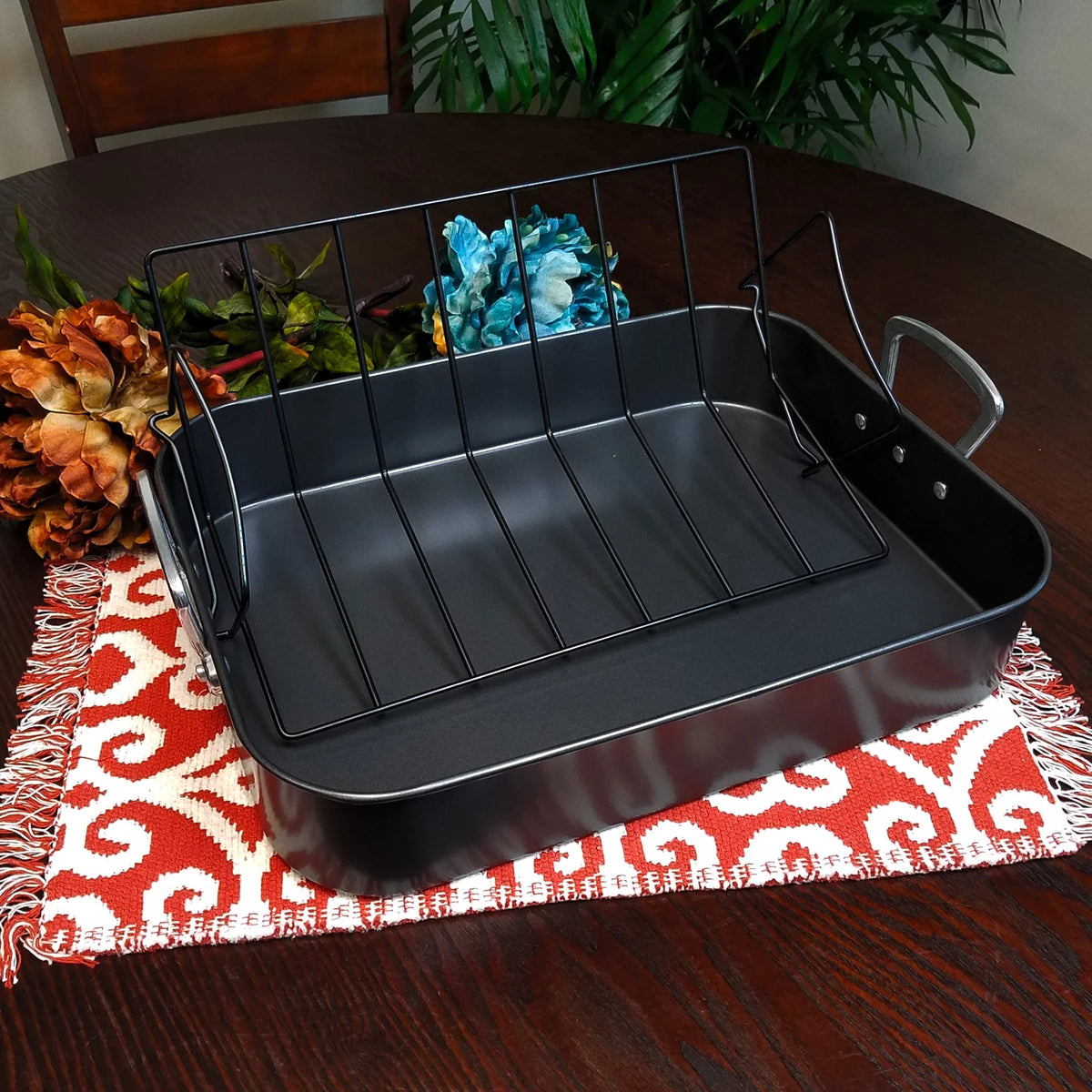 2 Piece Carbon Steel Roaster with Roast Rack J86129