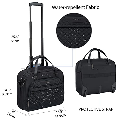 Black Rolling Laptop Bag with Wheels Z221