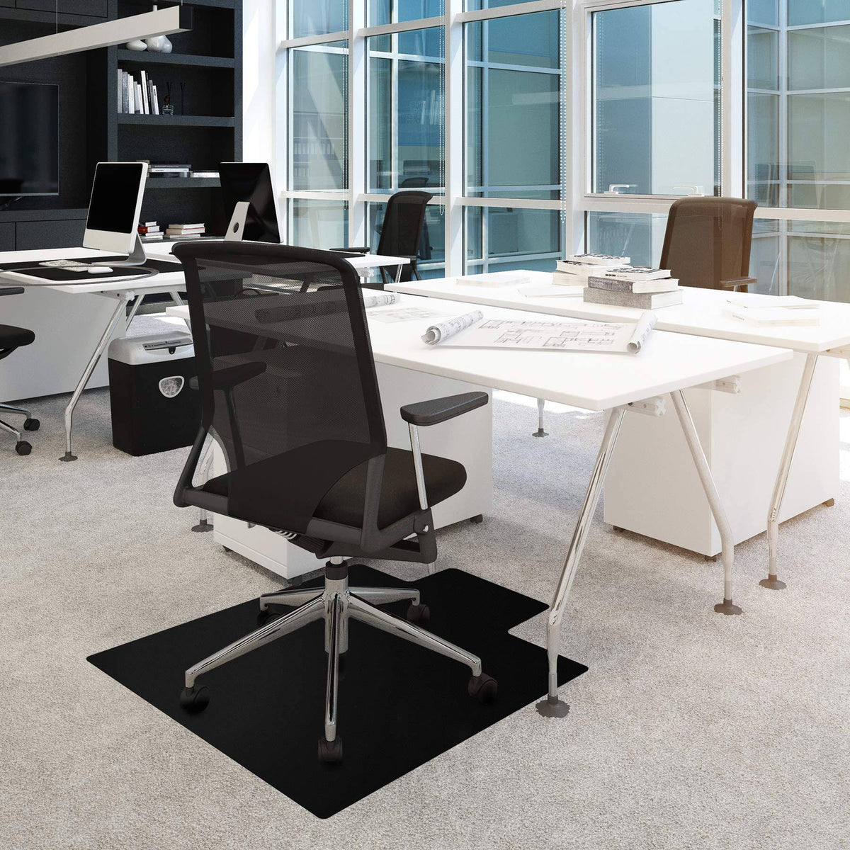 Black Chair Mat with Lip for Low Pile Carpets R26292