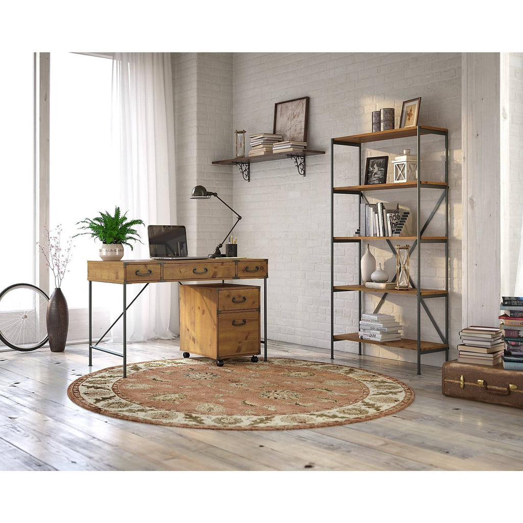 48W Writing Desk with Mobile File Cabinet and Bookcase T123