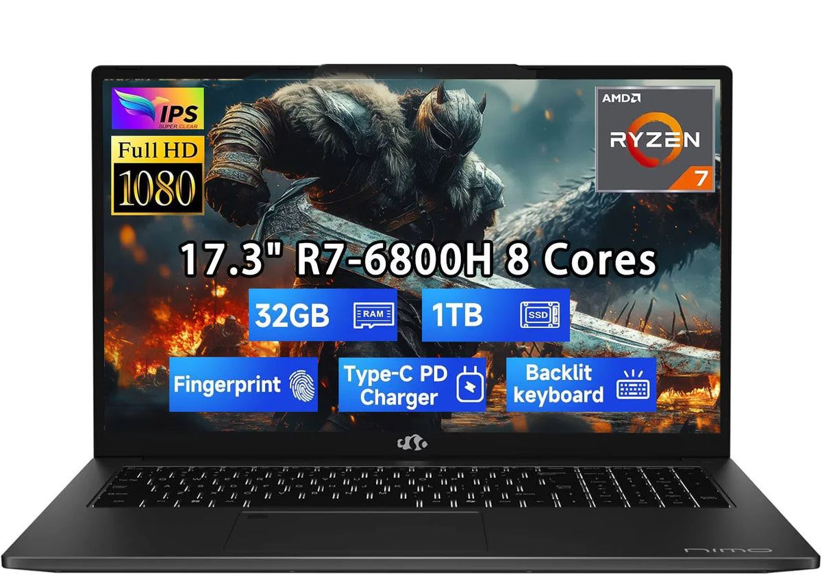 17.3" IPS FHD Gaming Laptop, AMD Ryzen 7 6800H 32GB DDR5 RAM 1TB SSD AMD Radeon 680M GPU S752