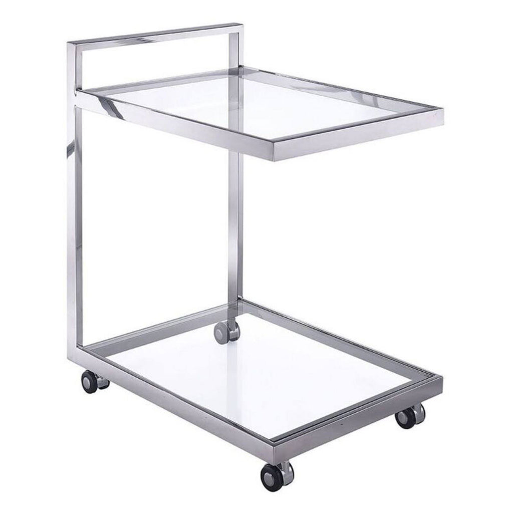 Clear Glass Side Table/Bar Cart W54933