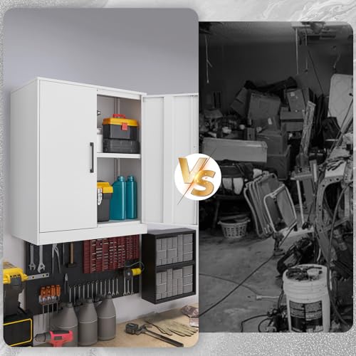Metal Wall Cabinet with Doors and Adjustable Shelf E170682