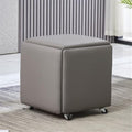Brown Leather Rolling Cube Ottoman L726