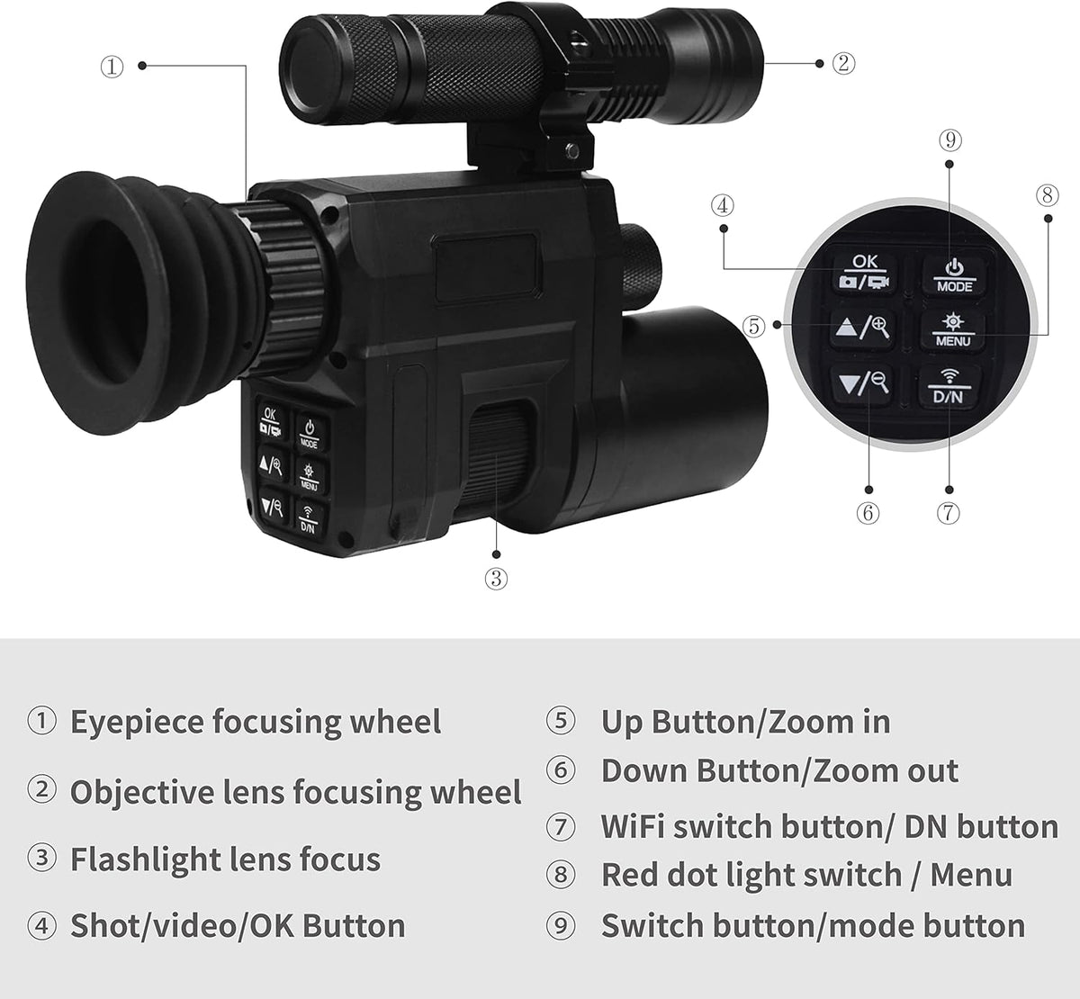WiFi Digital Night Vision Scope Video Camera 960P 1.3 inch HD Display L94331