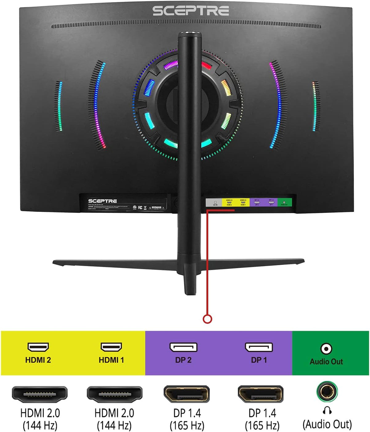 32 inch Curved QHD Gaming Monitor 2560 x 1440 165Hz 1ms HDR400 AMD FreeSync Premium Height Adjustable DisplayPort HDMI Build-in Speakers Black S623210