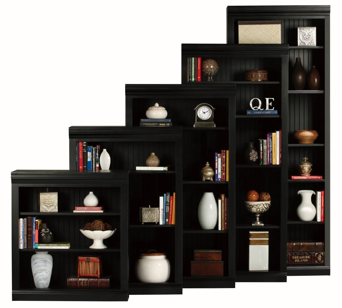 72 in. Open Bookcase Antique Black I6693