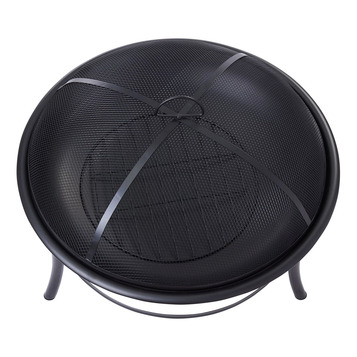 Black 26" Round Iron Outdoor Wood Burning Fire Pit W7907