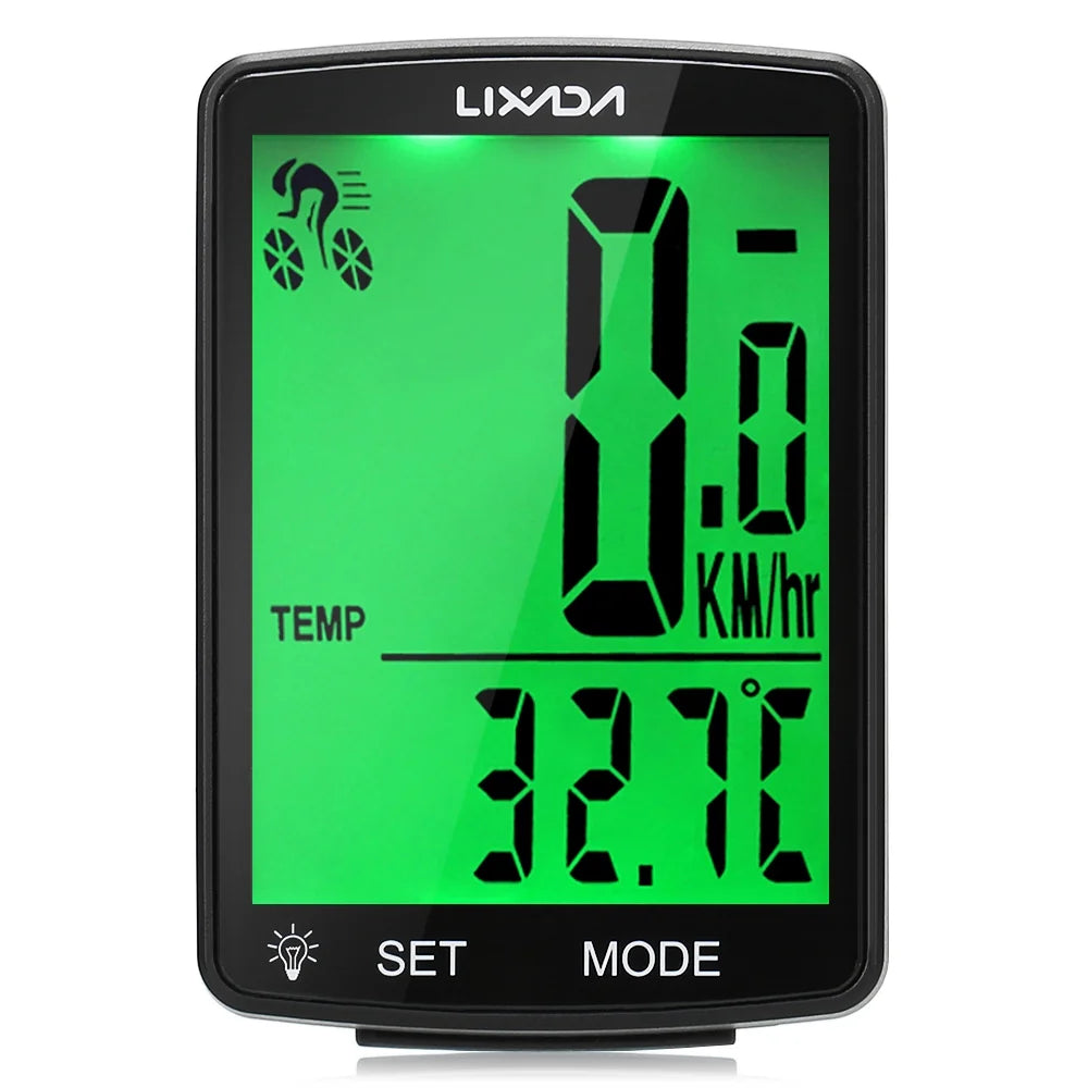 Wireless Bike Computer with LCD Screen Speedometer Odometer B7215
