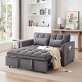 55.1" Blue Velvet Convertible Double Sleeper Sofa Bed L60489