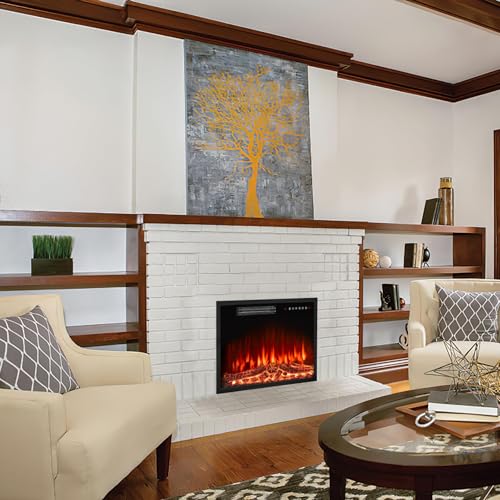 White Fireplace TV Stand with Electric Fireplace V21461