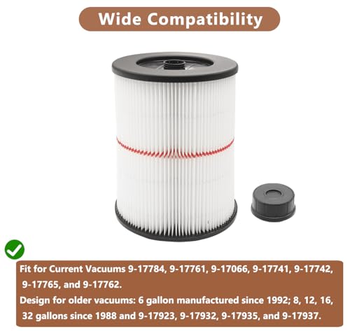 2 Pack Wet/Dry Air Filter Replacement for Shop Vac O61439