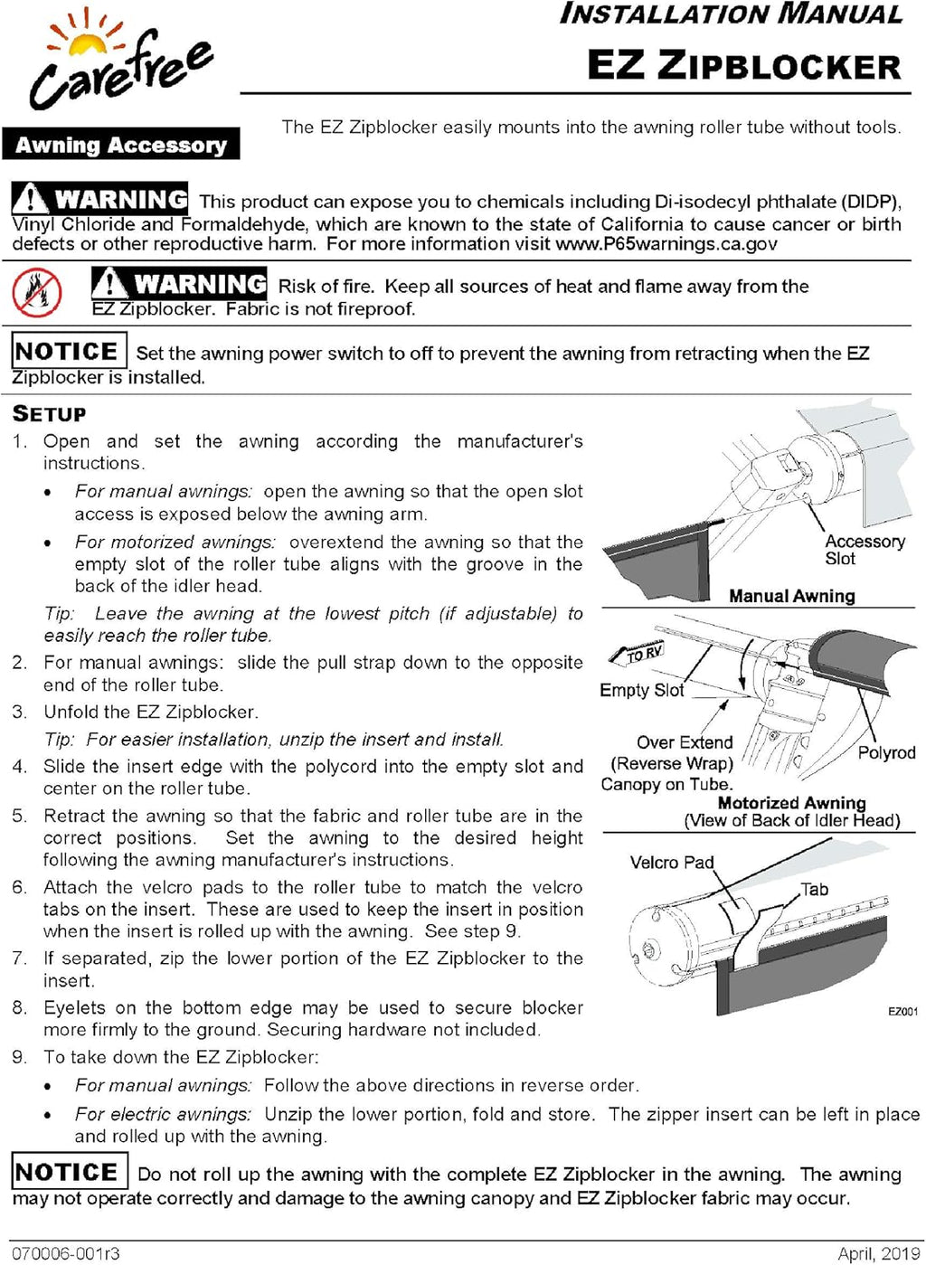 Black 15' x 8' Drop RV Awning N321643