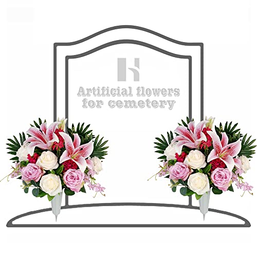 Vibrant Pink Lily and Rose Silk Flower Arrangement with Vase I568745