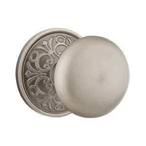 Passage Door Knob with Lancaster Rose in Pewter S355303