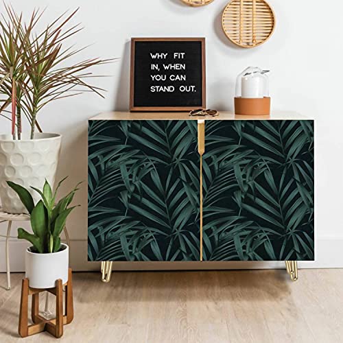 Wooden Door Accent Cabinet with Palm Leaves Pattern M527435