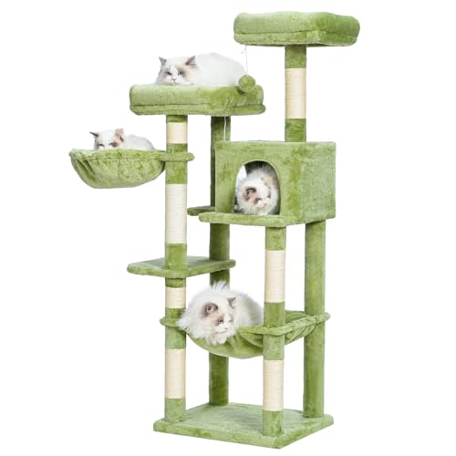 56 inches Smoky Gray Cat Tree with Scratching Posts E193144