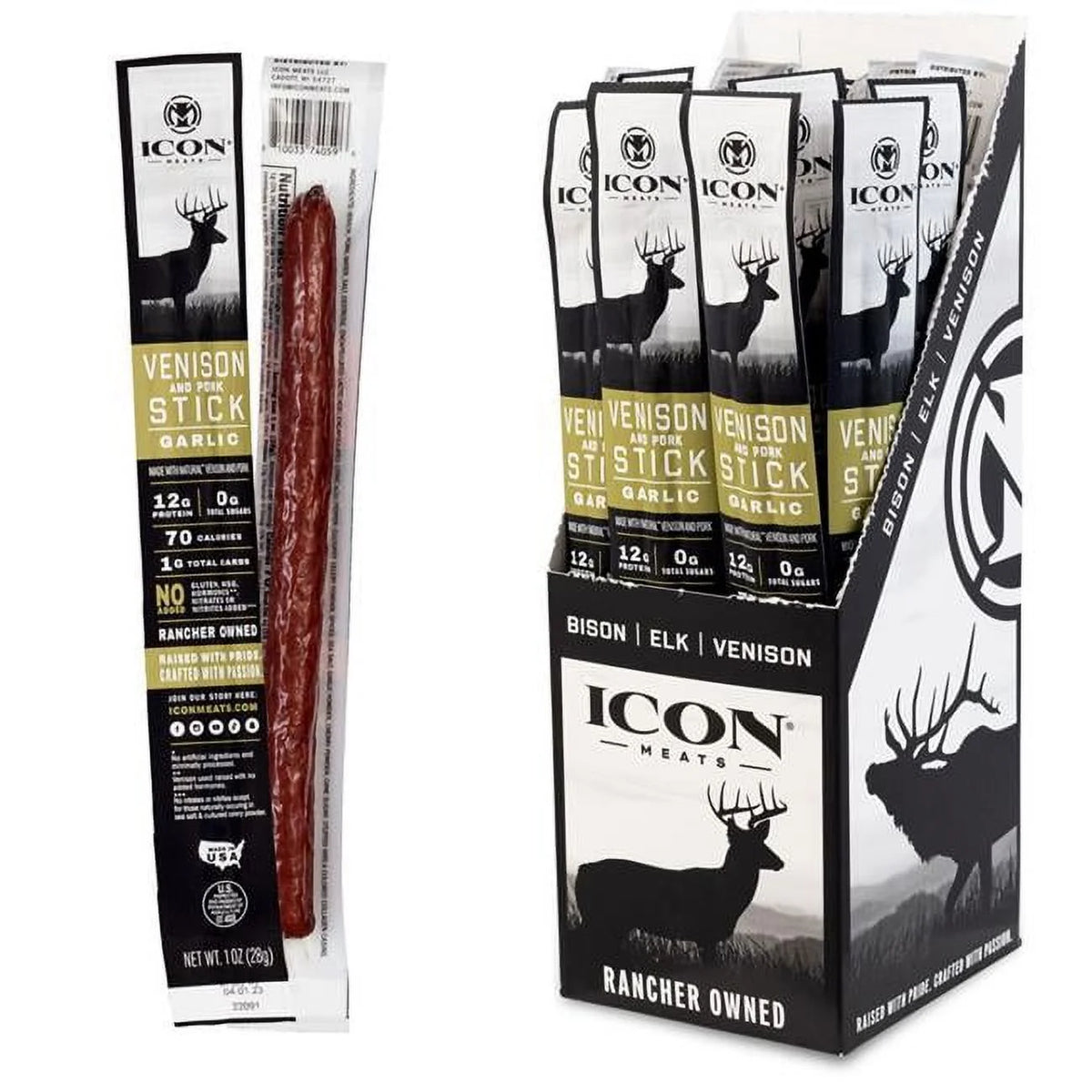 1 oz Garlic Venison Stick, Pack of 24 V342