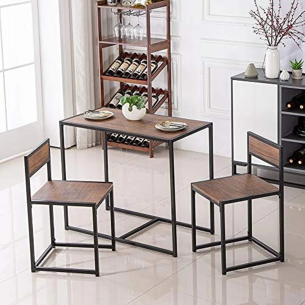3 Pcs Modern Wood Dining Table and Chairs Set D633177