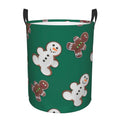 Laundry Hamper With Leather Laundry Basket Waterproof Round Collapsible E965