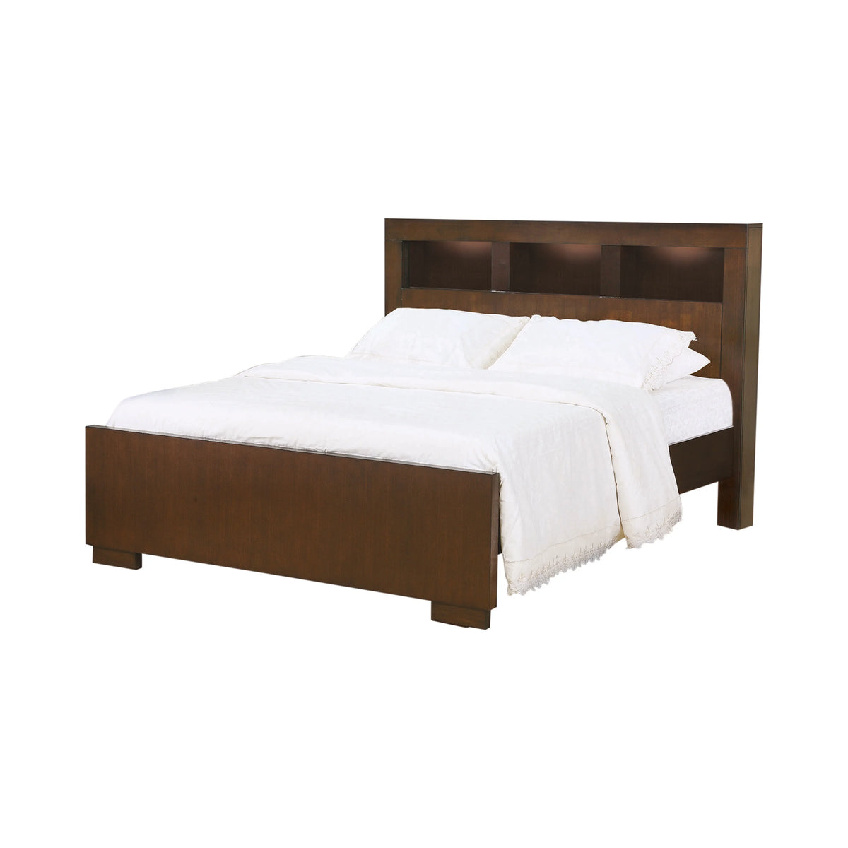 Queen Bed with Storage Headboard Cappuccino Y489