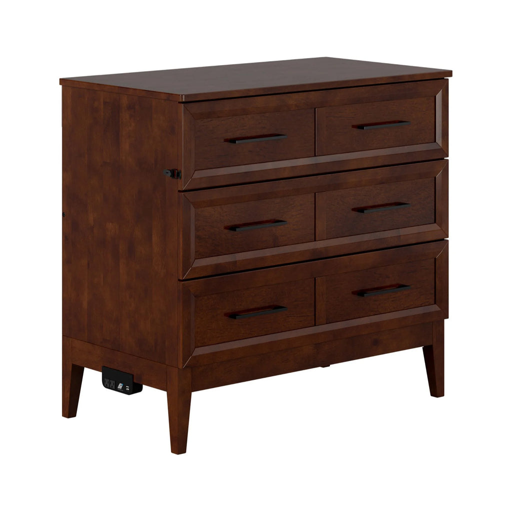 Twin Murphy Bed Chest with Mattress in Walnut X264649